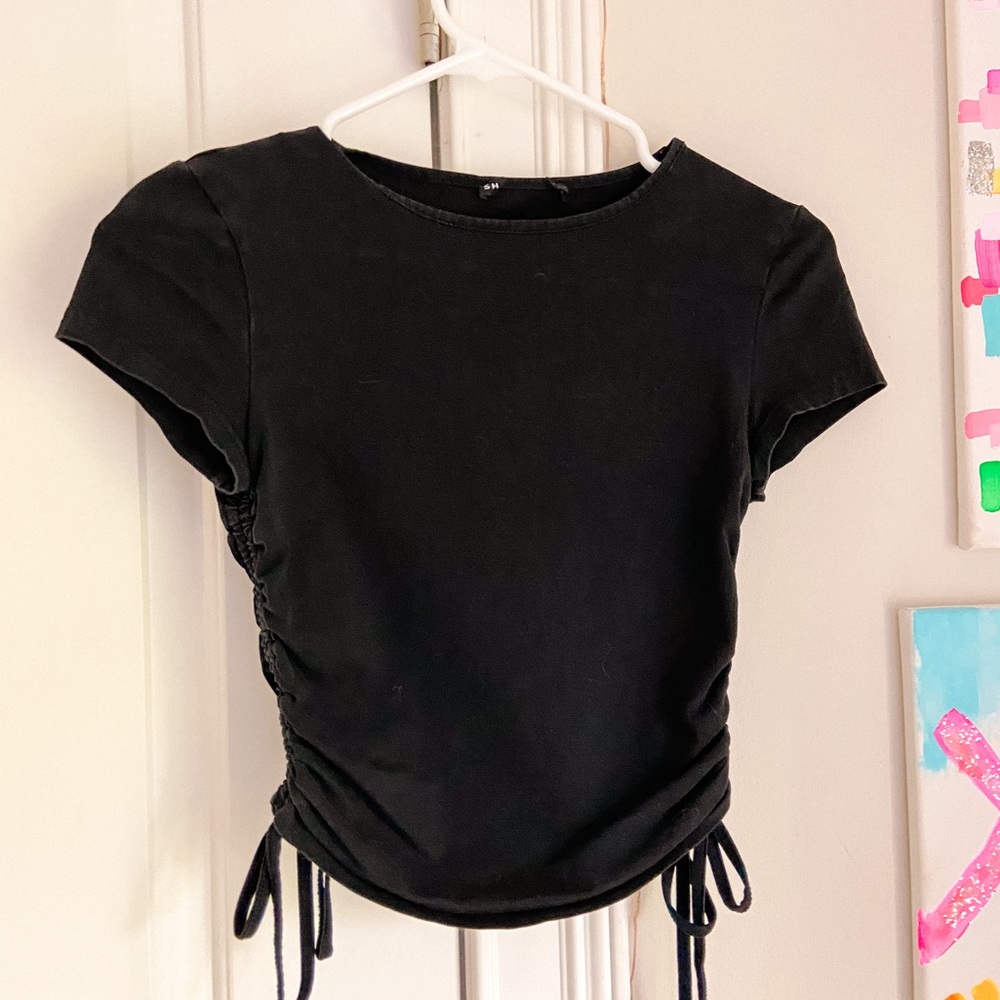 Black shirt with cinched sides